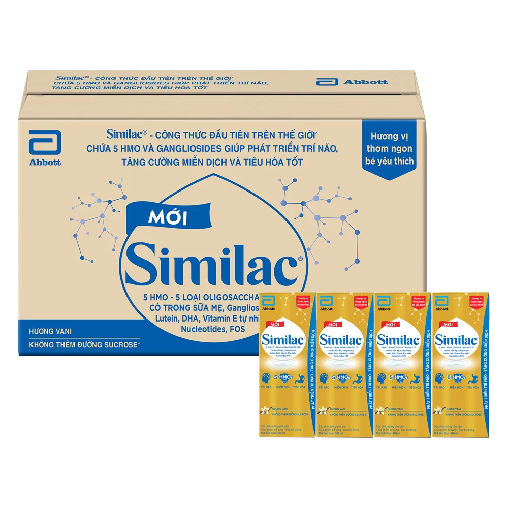 Thùng thực phẩm bổ sung Similac hương vani 180ml (Lốc 4 hộp)
