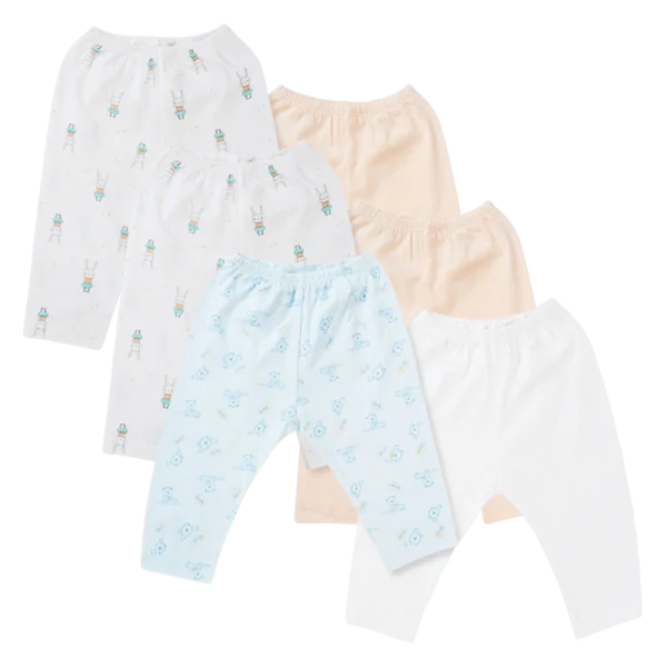 Combo 3 cặp quần sơ sinh NB dài NB422050 (xanh-trắng) và NB422054 (cam-trắng)