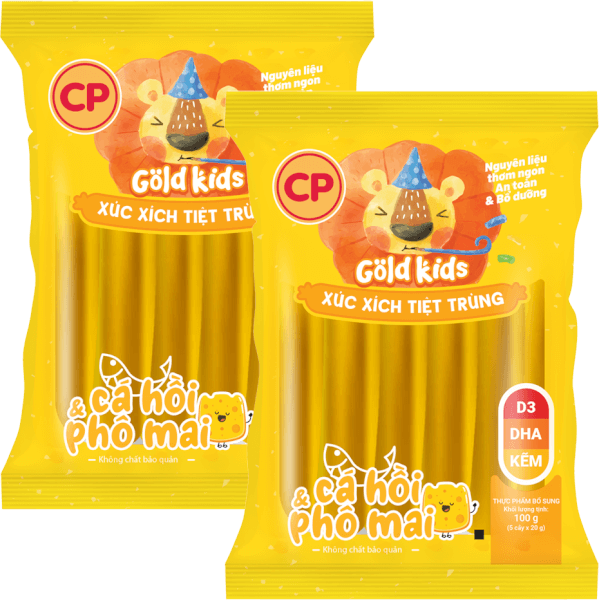 Combo 2 Xúc Xích Tiệt Trùng Goldkids Cá hồi & Phô Mai