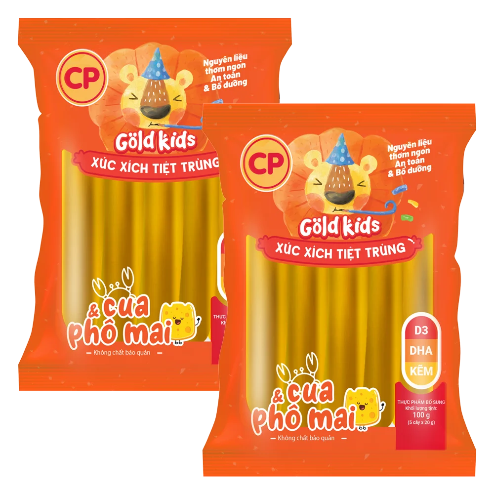Combo 2 Xúc Xích Tiệt Trùng Goldkids Cua & Phô Mai