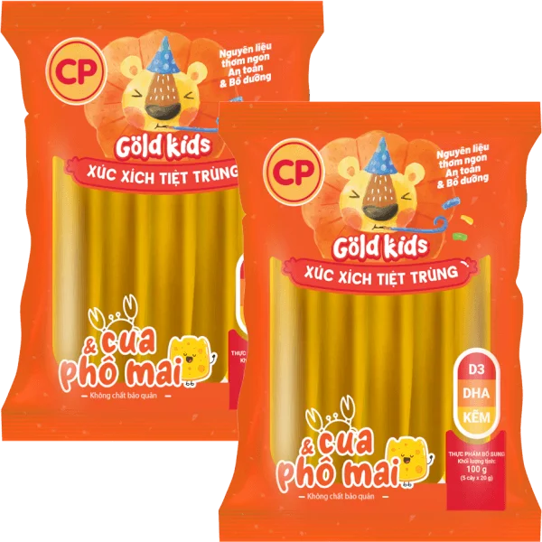 Combo 2 Xúc Xích Tiệt Trùng Goldkids Cua & Phô Mai