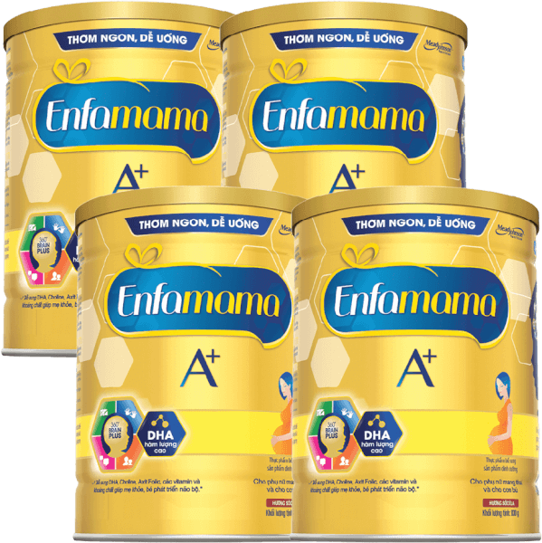 Combo 4 Thực phẩm bổ sung Sản phẩm dinh dưỡng Enfamama A+ hương chocolate 360° Brain Plus 830G
