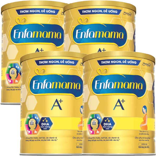 Combo 4 Thực phẩm bổ sung Sản phẩm dinh dưỡng Enfamama A+ hương vani 360° Brain Plus 830G