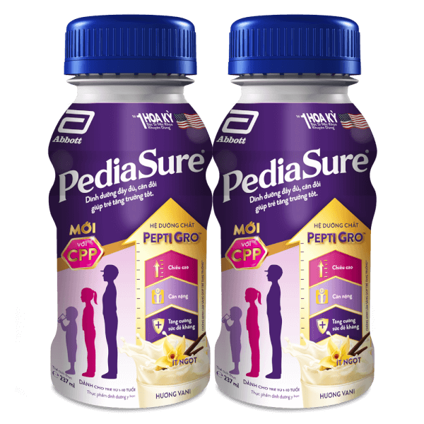 Combo 2 Thực phẩm dinh dưỡng y học cho trẻ 1-10 tuổi: Pediasure dạng lỏng hương vani 237ml (Lốc 6 chai)