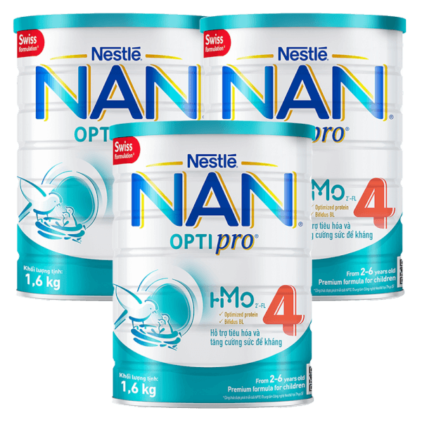 Combo 3 Sữa Nan Optipro 4 1.6kg, HMO (2-6 tuổi)