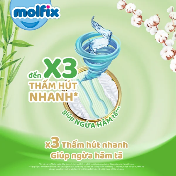 Combo 4 Tã quần Molfix thiên nhiên (XL, 12-17kg, 62 miếng) (giao bao bì ngẫu nhiên)