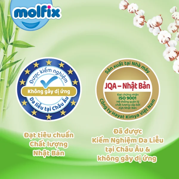 Bỉm tã dán Molfix thiên nhiên (XL, 12-17kg, 62 miếng) (giao bao bì ngẫu nhiên)