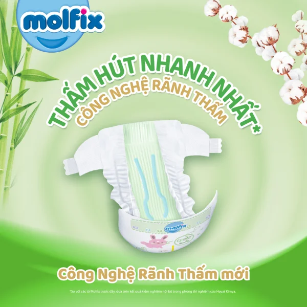 Combo 3 Bỉm tã dán Molfix thiên nhiên (M, 6-11kg, 76 miếng)