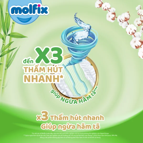 Miếng lót Molfix Thiên Nhiên (Newborn 2, > 1 tháng, 60 miếng + 6 miếng)