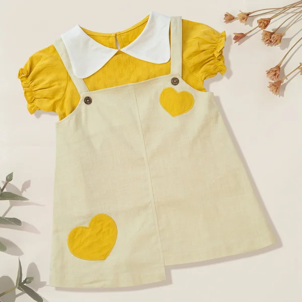 Đầm yếm bé gái ngắn Animo TX822002 (9-12M,Vàng)