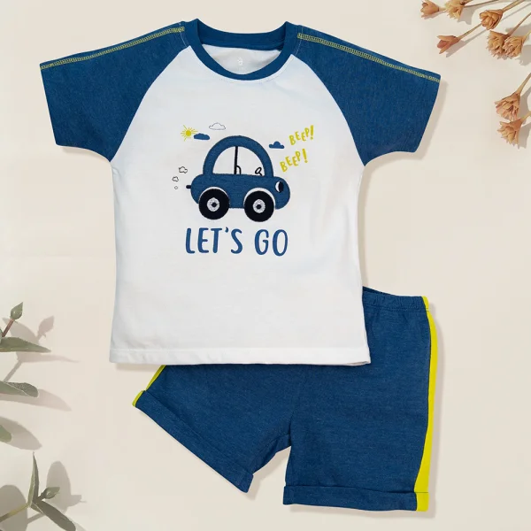 Bộ bé trai ngắn, bst xe rùa bíp bíp Animo HN522042 (18-24M,Trắng)