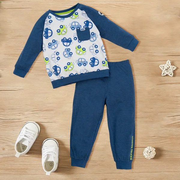 Bộ bé trai dài, bst xe rùa bíp bíp Animo HN522047 (9-12M,Xanh)