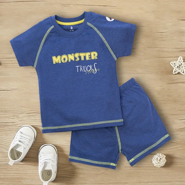 Bộ bé trai ngắn, bst xe rùa bíp bíp Animo HN522044 (9-12M,Xanh)