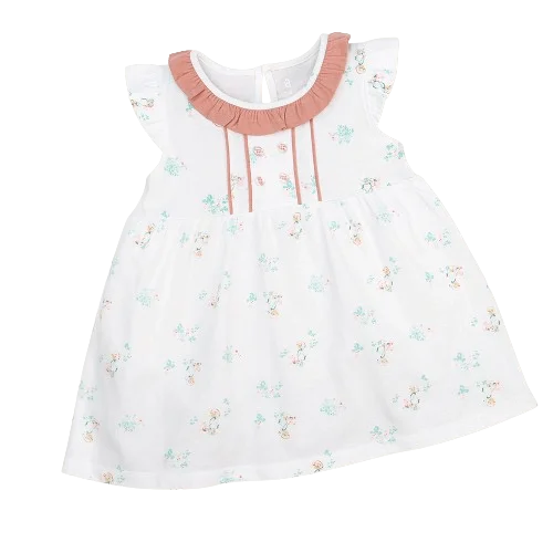 Đầm bé gái Hoa và bé Animo BH922031 (12-18M,Trắng họa tiết)