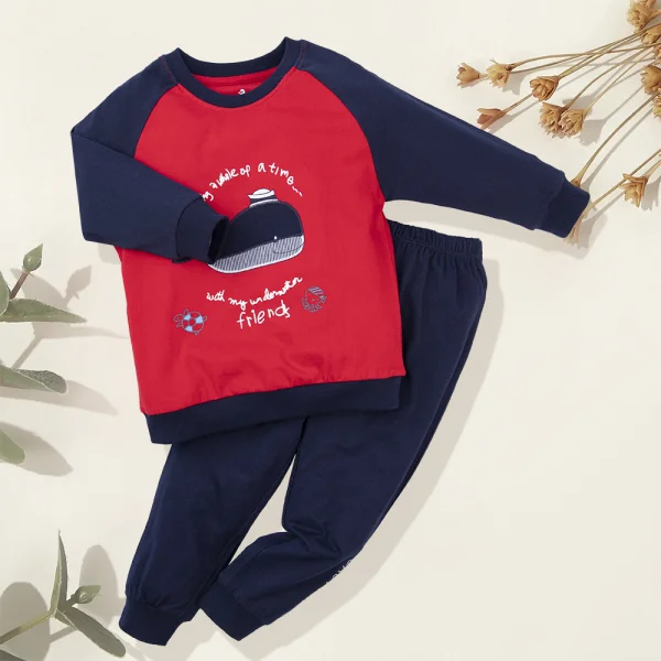 Bộ bé trai dài Bst Biển sâu dậy sóng Animo HN1022084 (9-12M,Đỏ)