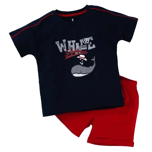 Bộ bé trai ngắn Bst Biển sâu dậy sóng Animo HN1022083 (2-3Y,Xanh navy)