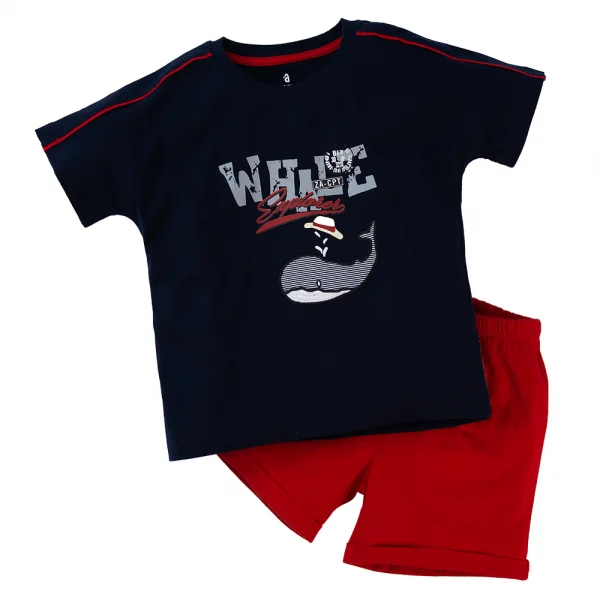 Bộ bé trai ngắn Bst Biển sâu dậy sóng Animo HN1022083 (9-12M,Xanh navy)