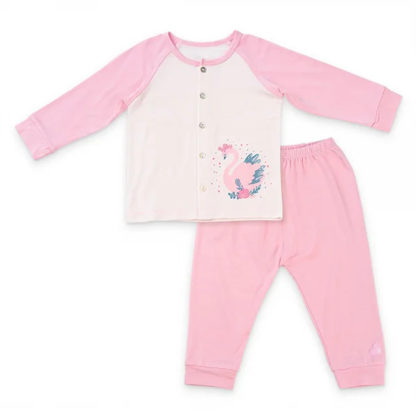 Bộ sơ sinh tính năng dài, vải modal BST Thiên Nga Animo BMC822076 (0-12M,Hồng)