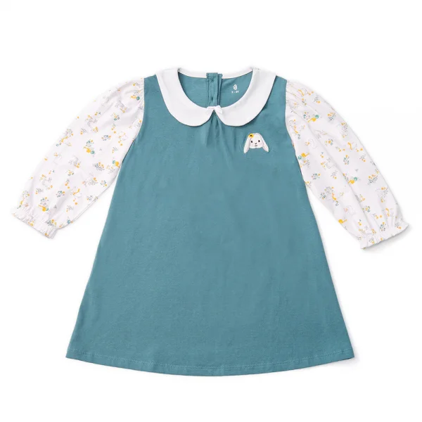 Đầm bé gái, Bst Thỏ và hoa Animo HN1222003 (4-5Y,Xanh)