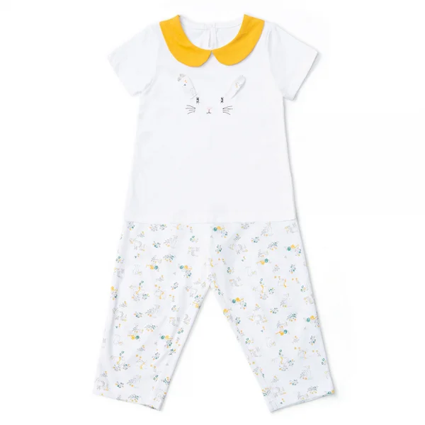 Bộ bé gái dài, Bst Thỏ và hoa Animo HN1222004 (3-4Y,Trắng)