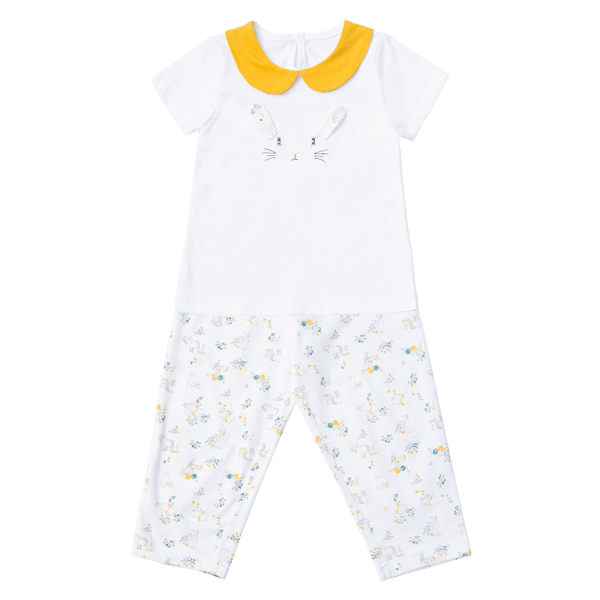 Bộ bé gái dài, Bst Thỏ và hoa Animo HN1222004 (3-4Y,Trắng)