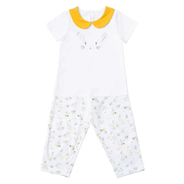 Bộ bé gái dài, Bst Thỏ và hoa Animo HN1222004 (9-12M,Trắng)