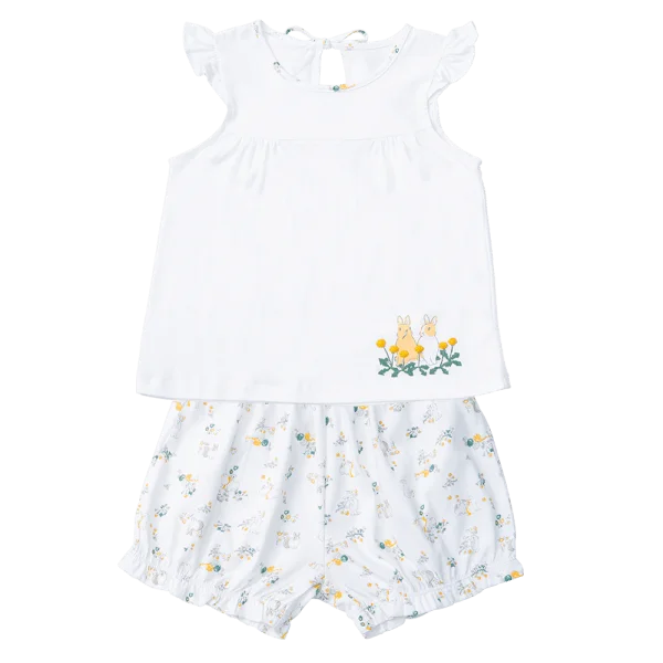 Bộ bé gái ngắn, Bst Thỏ và hoa Animo HN1222002 (2-3Y,Trắng)