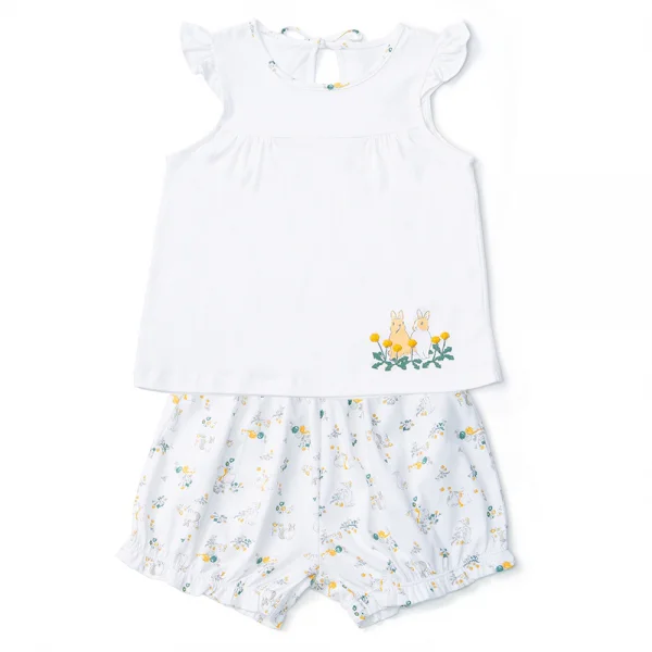 Bộ bé gái ngắn, Bst Thỏ và hoa Animo HN1222002 (18-24M,Trắng)