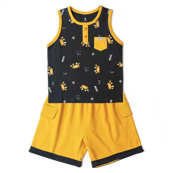 Bộ bé trai ngắn Bst Cua sốt trứng muối Animo HN1022089 (4-5Y,Xám đậm)