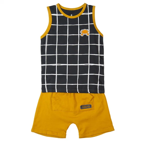 Bộ bé trai ngắn Bst Cua sốt trứng muối Animo HN1022086 (3-4Y,Xám đậm)