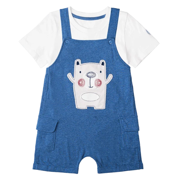 Bộ yếm bé trai ngắn, bst Gấu mụp Animo HS1122063 (3-4Y,Blue)
