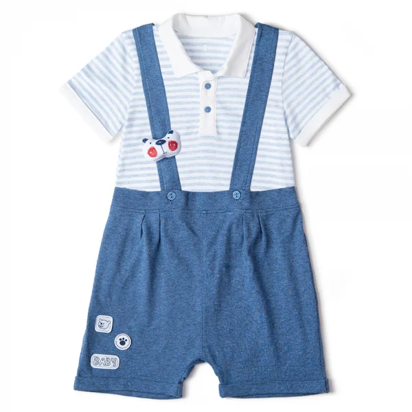 Bộ yếm bé trai ngắn, bst Gấu mụp Animo HS1122064 (6-9M,Blue)