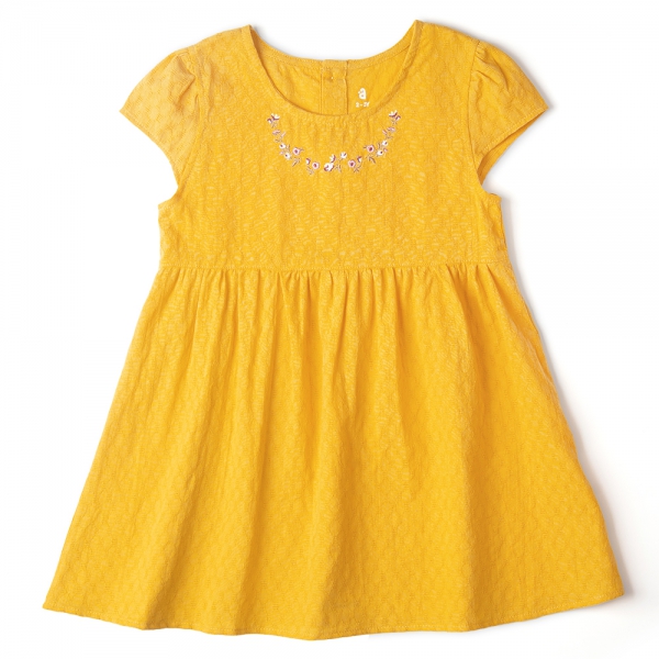 Đầm vải bé gái thêu hoa Animo TX1122076 (5-6Y,Vàng)