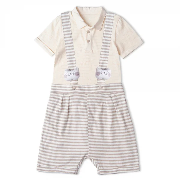 Bộ yếm bé trai, bst Mèo mũm mĩm Animo HS1122070 (2-3Y,Dark Beige)