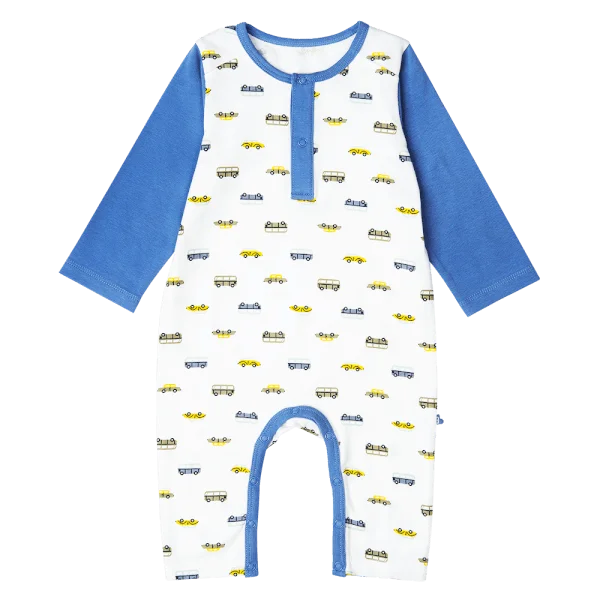 Bodysuit bé trai dài Bst Xe buýt nhiều màu Animo KK822028_565 (6-9M,Trắng )