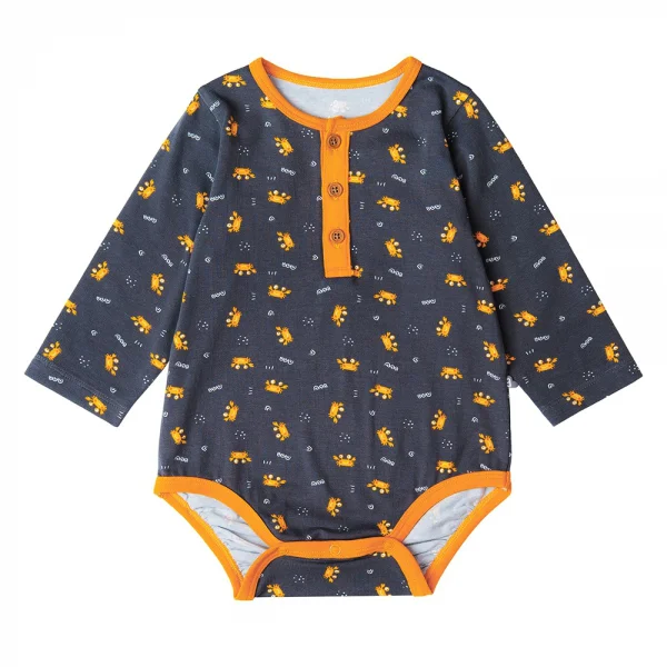 Bodysuit bé trai tam giác Bst Cua sốt trứng muối Animo KK822023_516 (9-12M,Xám)