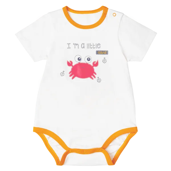 Bodysuit bé trai tam giác Bst Cua sốt trứng muối Animo KK822022_515 (9-12M,Trắng )