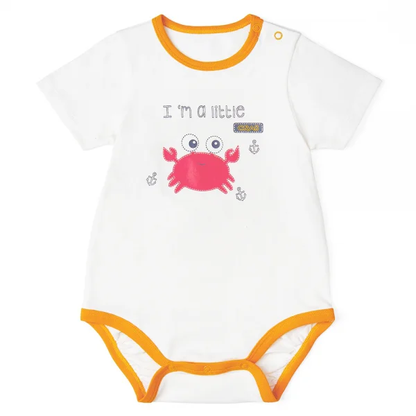 Bodysuit bé trai tam giác Bst Cua sốt trứng muối Animo KK822022_515 (3-6M,Trắng )