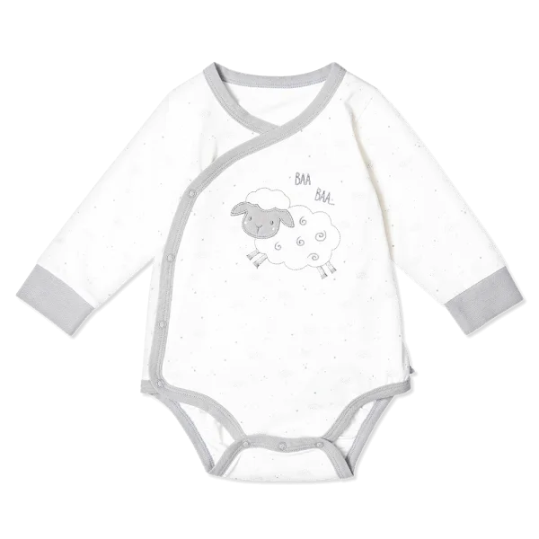 Bodysuit bé trai tam giác, Bst Cừu mộng mơ Animo KK922040 (9-12M,Xám_trắng)
