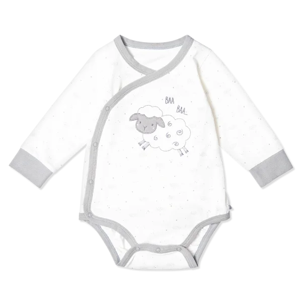 Bodysuit bé trai tam giác, Bst Cừu mộng mơ Animo KK922040 (6-9M,Xám_trắng)