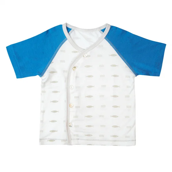 Bộ sơ sinh tính năng ngắn, vải modal BST Thiên Nga Animo BMC822075 (0-12M,Xanh)