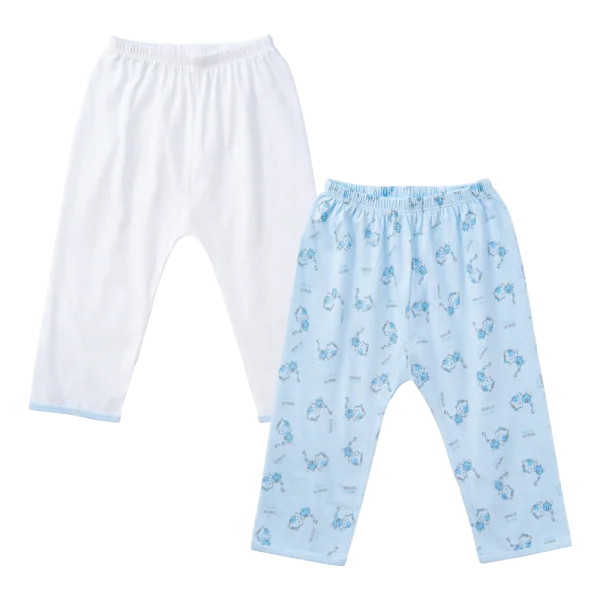 Cặp quần sơ sinh dài Animo KV123013 (NB-12M,Trắng_Xanh họa tiết)