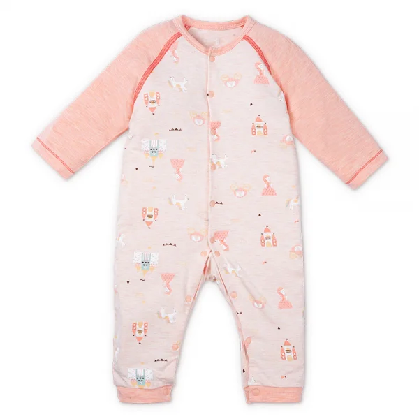 Bodysuit tính năng dài, vải sợi sồi BST Công chúa Animo BMC123098 (0-12M,Hồng dâu)