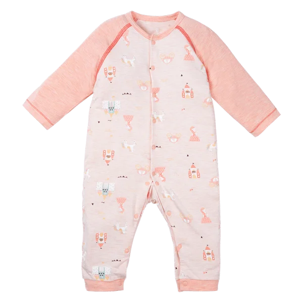Bodysuit tính năng dài, vải sợi sồi BST Công chúa Animo BMC123098 (0-12M,Hồng dâu)
