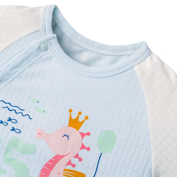 Bodysuit tính năng đùi chống muỗi,  HT San Hô Animo VĐ523016 (0-12M,Xanh Ngọc)