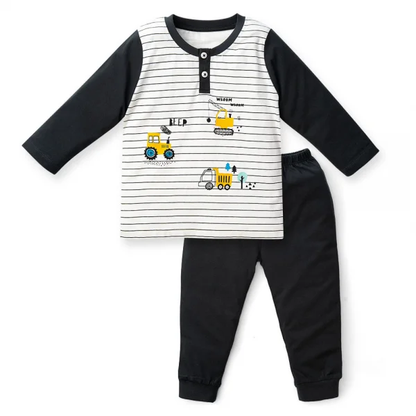 Bộ bé trai dài Animo HN323012 (18-24M,Sọc phối xám)