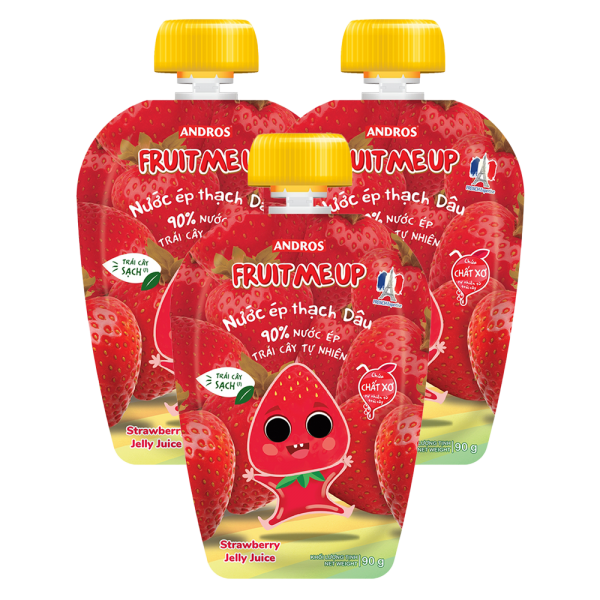 Combo 3 Fruit Me Up Nước ép thạch dâu túi 90g