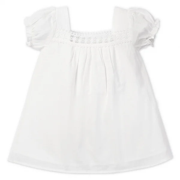 Đầm vải bé gái cổ vuông Animo TX1022026 (9-12M,Trắng)