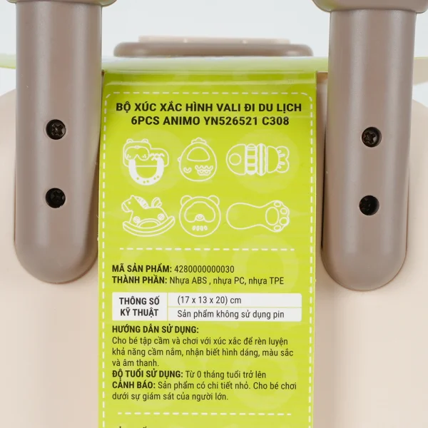 Bộ xúc xắc hình vali đi du lịch 6pcs Animo YN526521 C308