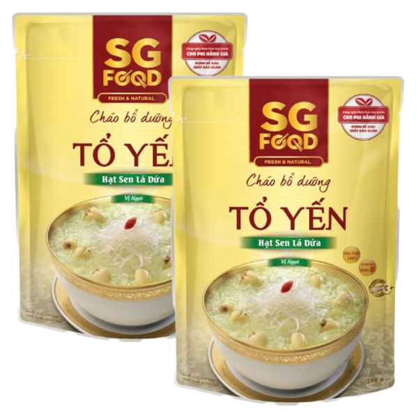 Combo 2 Cháo bổ dưỡng tổ yến hạt sen lá dứa, SG Food, 240g